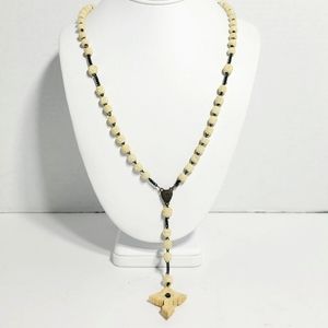 Stanhope Antique French 1800s "Le Calvaire" Carved Stanhope Rosary Cross 17"